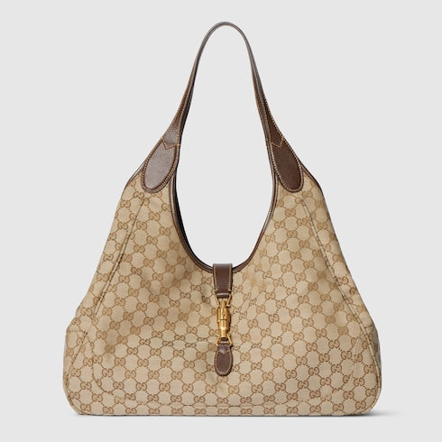 Mercato large tote bag - sand and brown GG canvas
