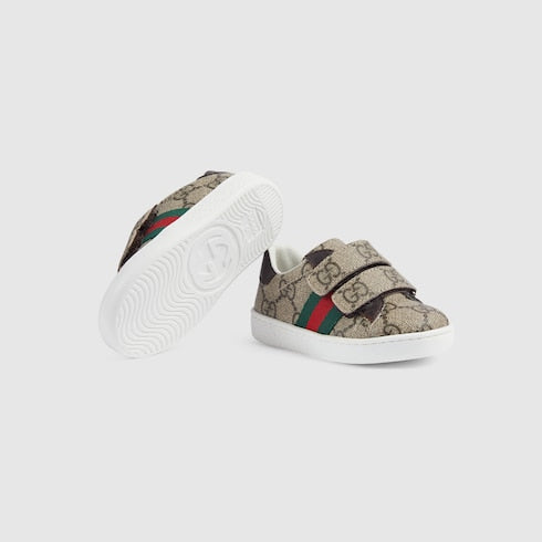 Toddler Gucci Ace sneaker - beige and ebony GG Supreme