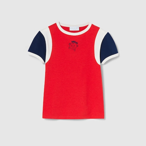 Children's cotton T-shirt - red, white and dark blue