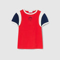 Children's cotton T-shirt - red, white and dark blue