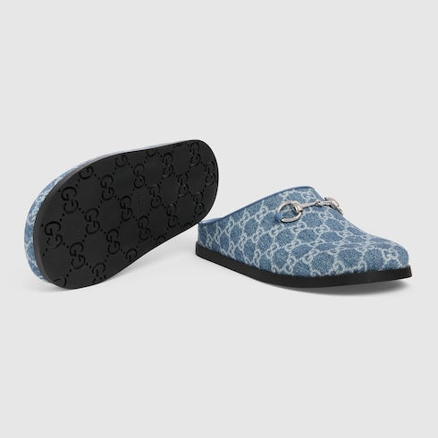 Women's mule with Horsebit - blue GG denim
