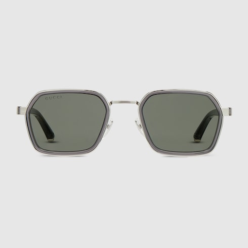 Square frame sunglasses - grey and silver