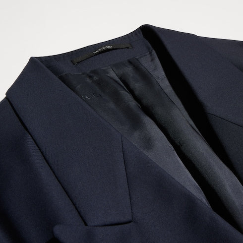Light wool double-breasted jacket - dark blue