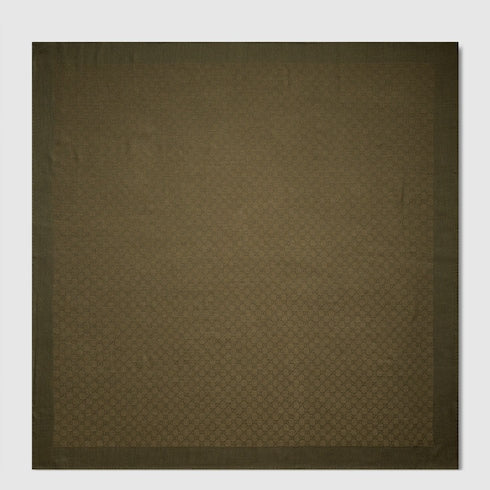 GG wool silk jacquard shawl - dark green