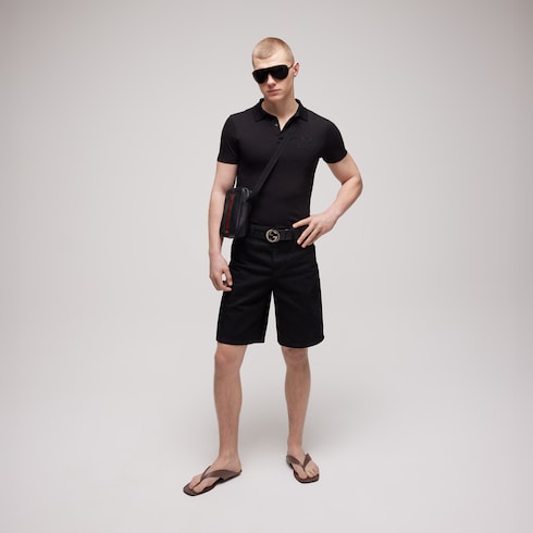 Men's thong sandal with Interlocking G - dark brown leather