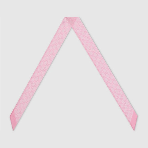 Printed silk chiffon ribbon - light pink
