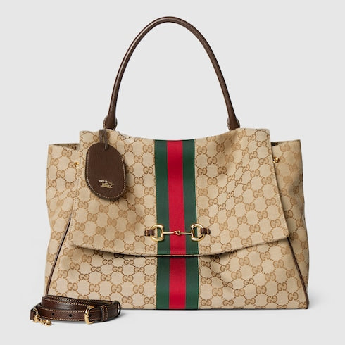 Paparazzo large top handle bag - sand and brown GG canvas