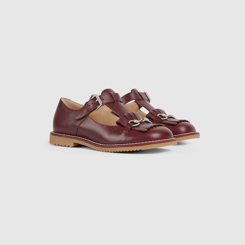 Children's moccasin with Horsebit - bordeaux leather