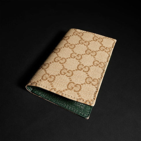 Gucci Essence Classic card case - sand and brown GG canvas