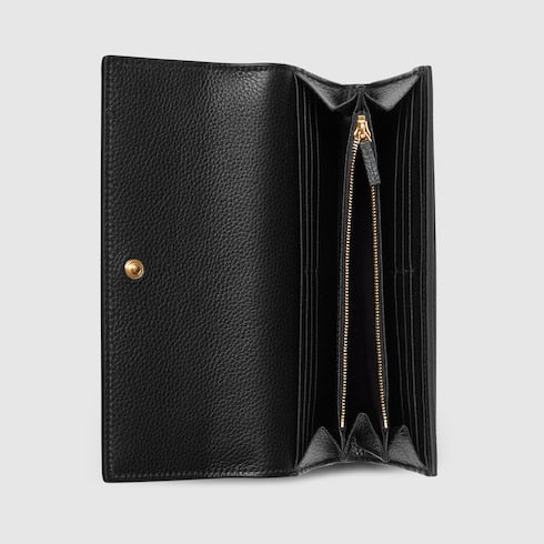 Bi-color GG Marmont continental wallet - beige and black leather