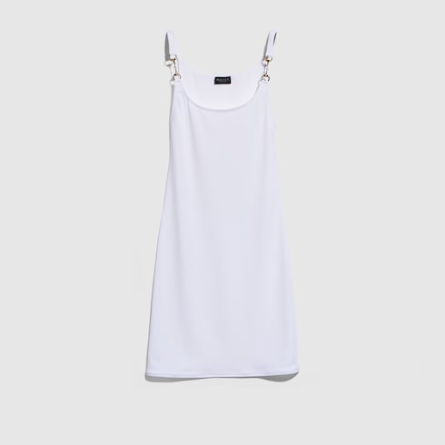 Viscose crêpe jersey dress with Horsebit - white
