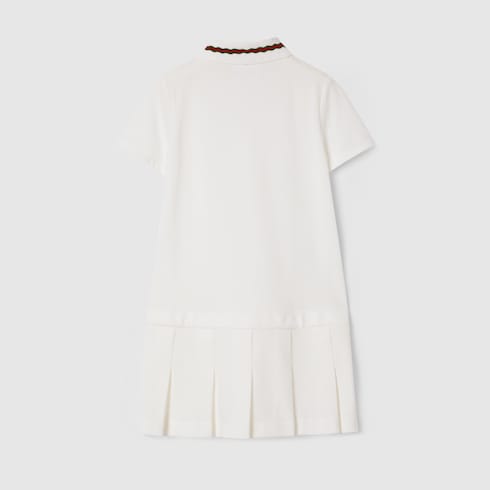 Children's mini polo dress with Web - white