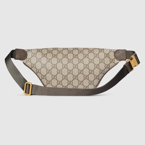 Ophidia small belt bag - beige and dark brown fabric