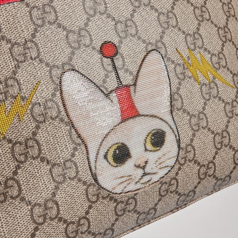 Children's GG backpack with print - beige and brown GG Supreme