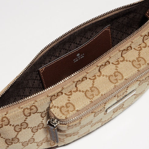 Flatpack small belt bag - sand and brown GG canvas
