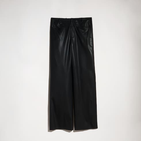 Light wool pants with chintzed finish - black
