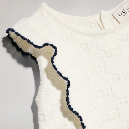 Baby GG cotton dress - ivory and navy