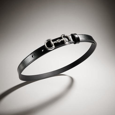 Thin belt with Horsebit buckle - black leather