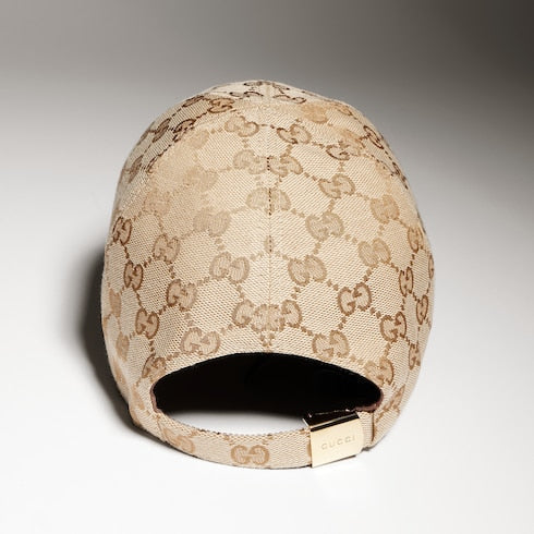 GG cotton canvas baseball hat - beige and dark brown