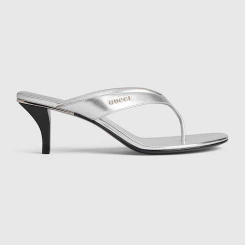 Women's Vittoria thong sandal - metallic silver leather