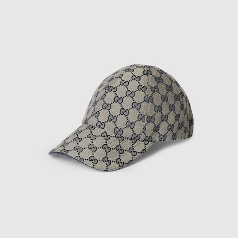 GG cotton canvas baseball hat - beige and blue