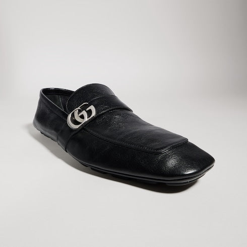 Men's driver with Double G - black leather