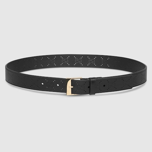 Belt with squared buckle - black GG leather