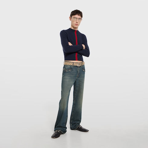 Flat Marmont belt - sand GG canvas