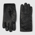 Embossed GG leather gloves - black