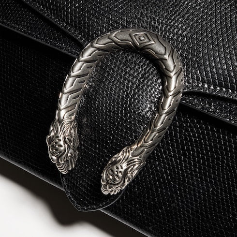 Dionysus lizard medium shoulder bag - black