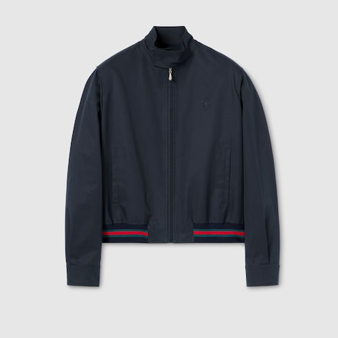 Cotton twill zip jacket with Web - dark blue