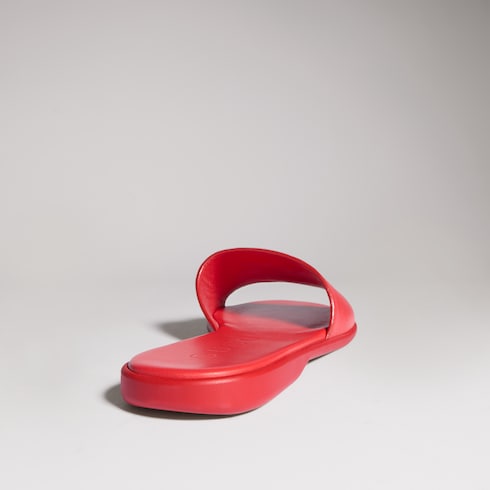 Women's slide sandal with Double G - red leather