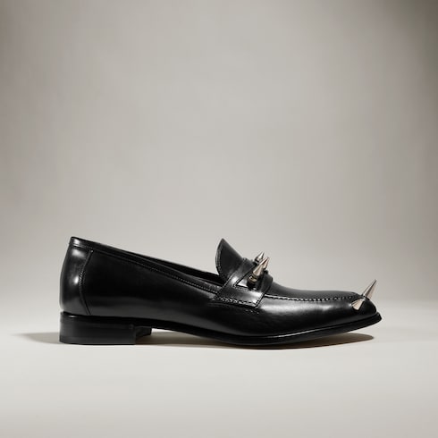 Men's studded loafer - black leather