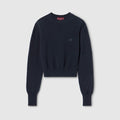 Cotton sweatshirt with embroidery - dark blue