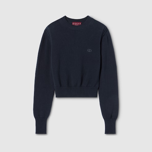 Cotton sweatshirt with embroidery - dark blue