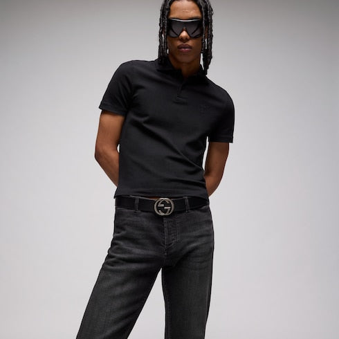 Reversible belt with Interlocking G buckle - black Supreme and leather