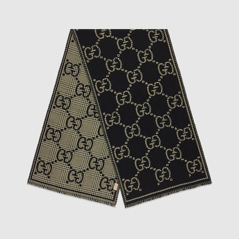 Check GG wool scarf - black and multicolor