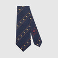 Midnight Blue And Red Silk Bee Web Tie - Midnight Blue And Red Silk