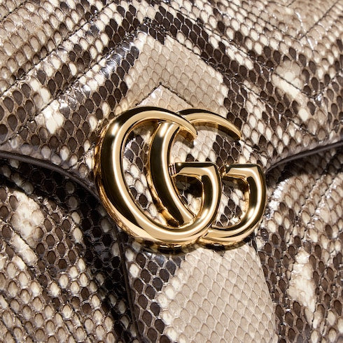 GG Marmont python medium shoulder bag - natural