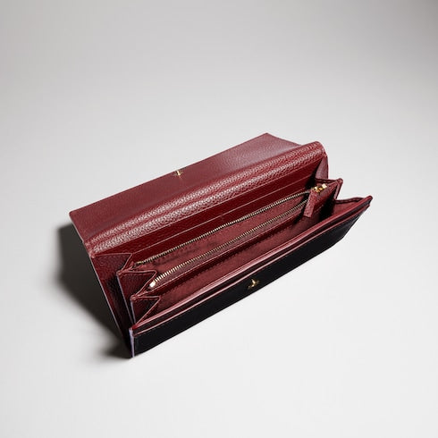 Bi-color GG Marmont continental wallet - black and red leather