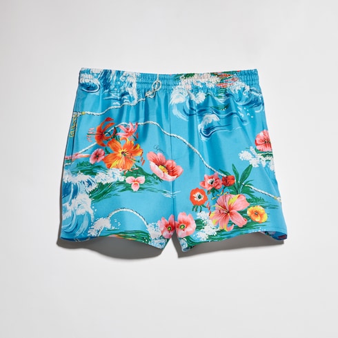 Printed silk twill shorts - multicolor