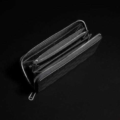 GG Emblem zip around wallet - black GG leather
