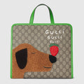 Children's printed GG tote bag - beige and brown GG Supreme