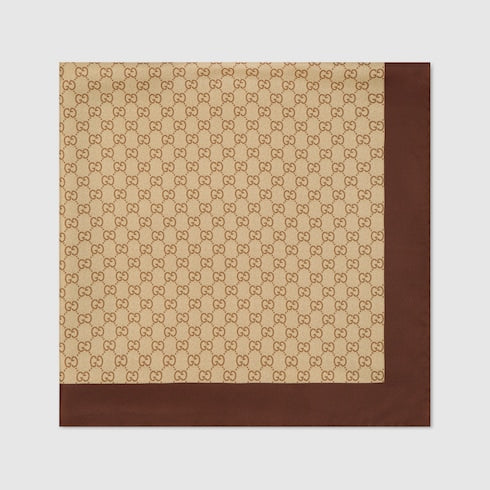 GG silk twill jacquard carré - brown and light brown