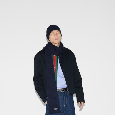 Wool hat with logo - dark blue