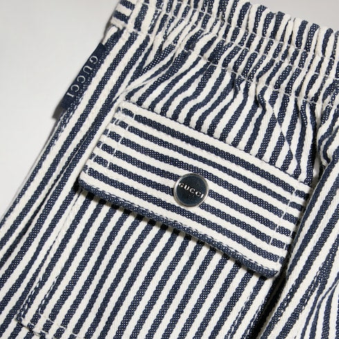 Baby striped denim shorts - white and blue