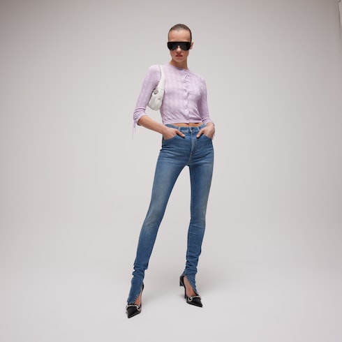 Braided cotton blend cardigan - lilac