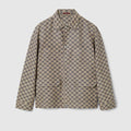 GG linen blend canvas jacket - beige and blue