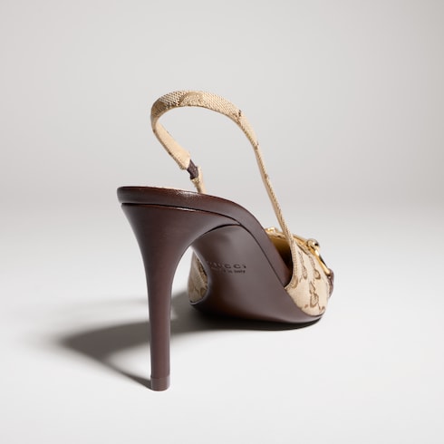 Women's Donna slingback pump - sand and brown GG canvas