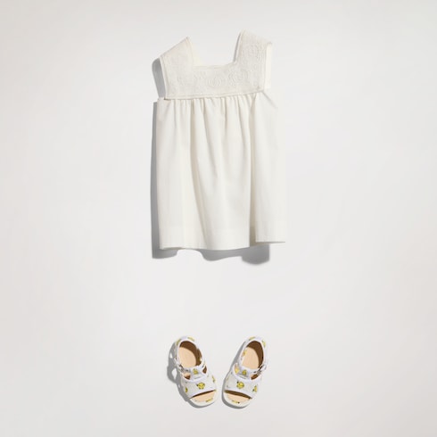 Baby cotton poplin dress - white
